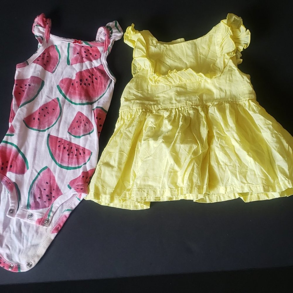 Lot of 2 Infant Toddler Girls Outfits Cloths dress- 18M Carter's Cat & Jack